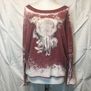 Chaser burnout cow skull floral top small